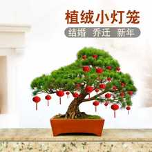 小灯笼挂饰新年装饰植绒盆景2023新款树上挂件喜庆结婚红灯笼迷你