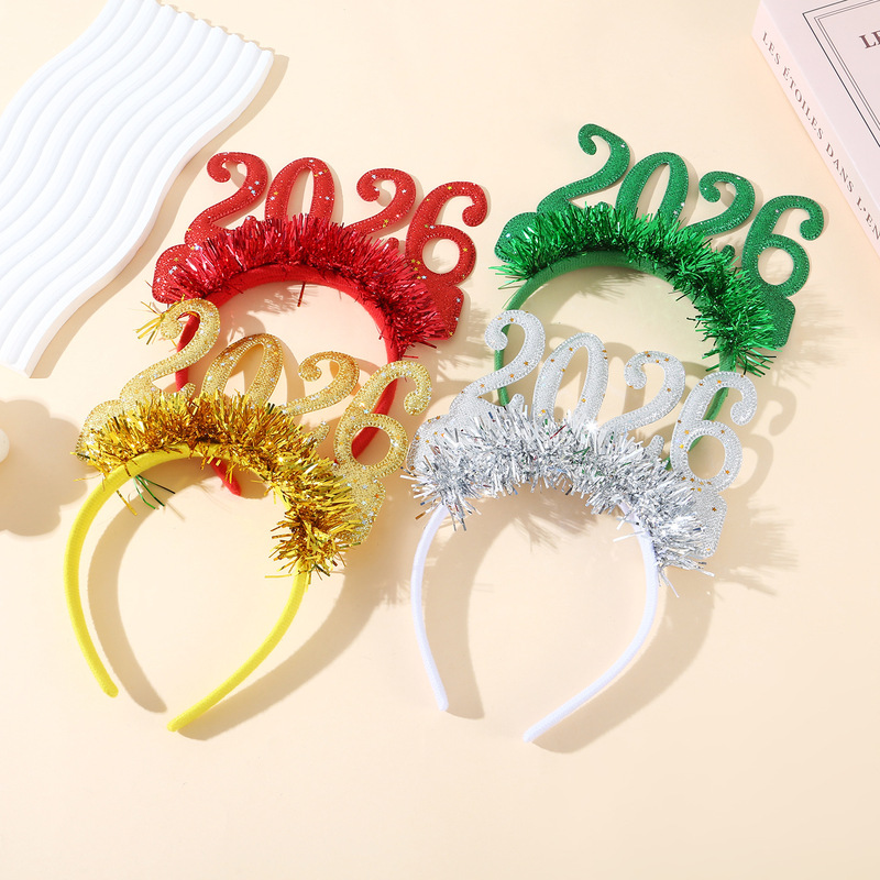 国境を越えたクリスマスヘッドバンド、ホリデーパーティー装飾小道具、2026年新年数字ヘッドバンド、クリスマスメガネ、メーカー卸売|undefined