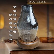 批发网红复古中式创意烟灰色高硼硅玻璃蜡烛酥油灯香熏香炉安神灯