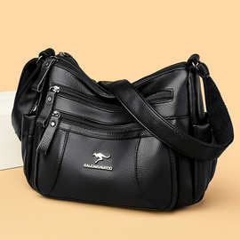 女包包时尚百搭大容量中年妈妈单肩斜挎包多层旅行女士挎包软皮包