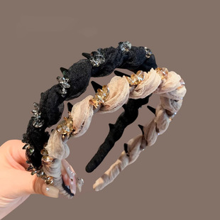 Headband for Women 2025 New High-End Rhinestone Braided Headband Internet Celebrity Elegant Anti-Slip Toothed Hairpin Hairpin