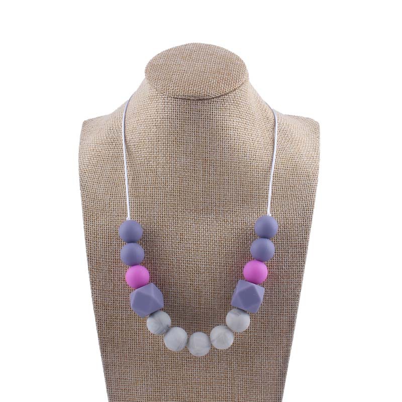 Nueva silicona grande octogonal molar mordedor collar infantil mordedura teether palo masticable colgante collar