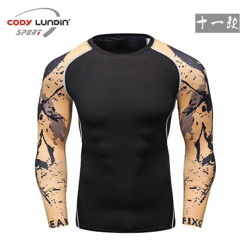 2019 yoga clothing, running fitness clothing for men, outdoor moisture wicking sports long-sleeved tights compression clothing