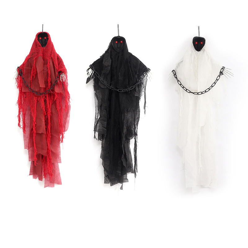 Amazon transfronterizo decoración de Halloween con lámparas sin cara hombre cadenas de hierro colgando fantasmas casa secreta accesorios de terror