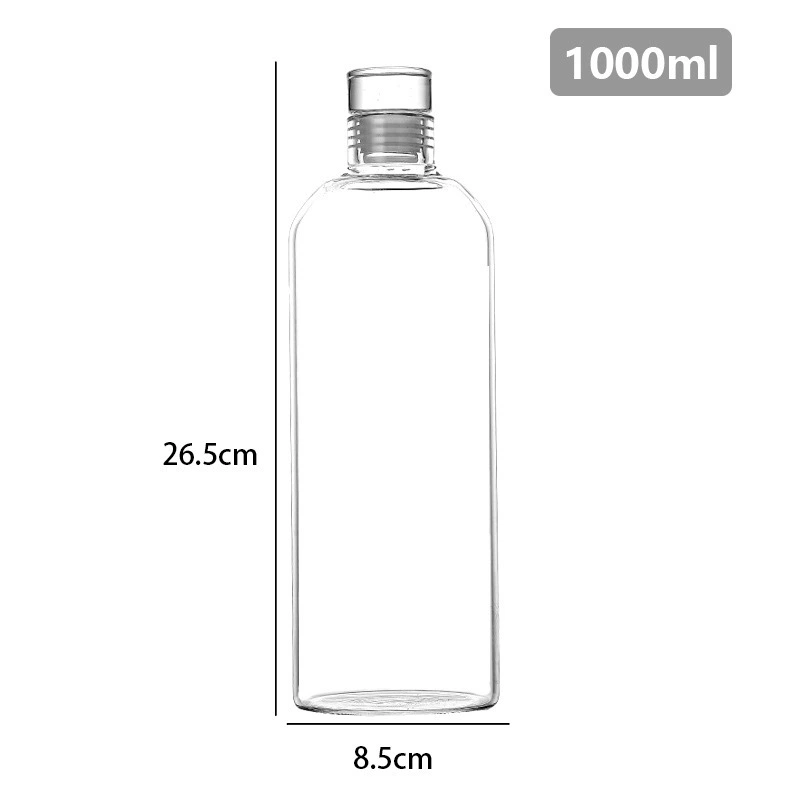 Glass heat-resistant capacious measuring cup, handheld bottle