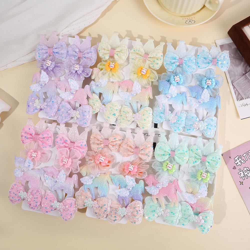 Niños arco flores pinzas de cabello para bebés tela encaje pinzas de frange princesa no lastimar pinzas de cabello
