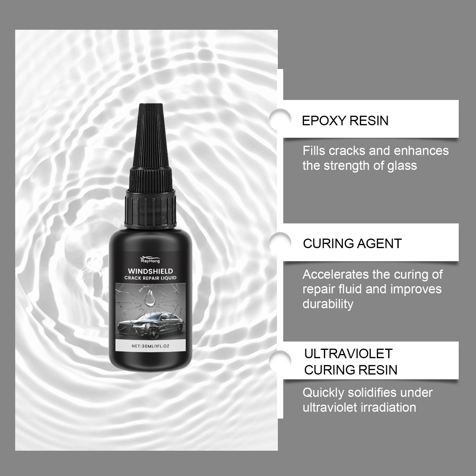 Rayhong Windshield Repair Glue Windshield Crack Scratch Repair Clear Vision Care Glue