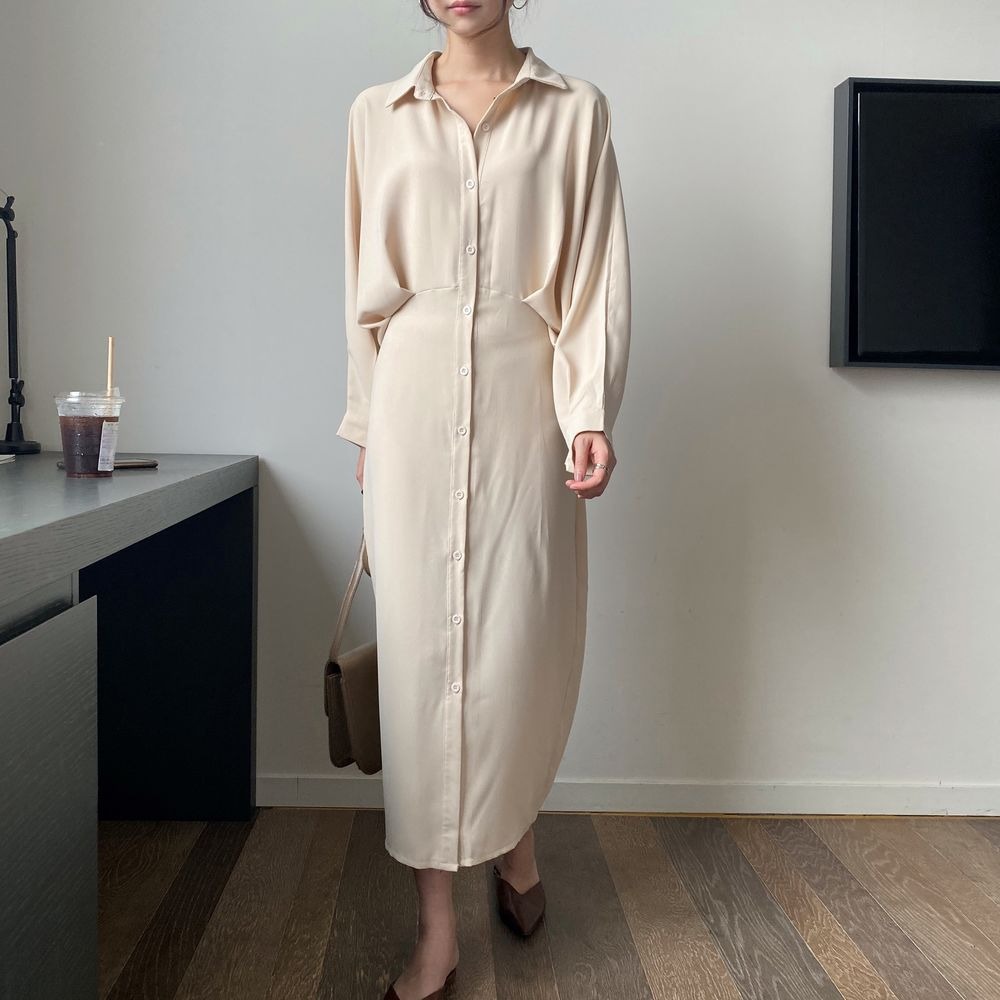 385g Weight Long Sleeve Sleeve Length A- Line Skirt Dresses Type Regular Sleeve Sleeve Type Polyester, Polyester Fabric Type Cardigan, Shirt Collar Neckline Regular Fit Fit Type Solid Color Pattern New Style, Japanese and New Leisure Style Elegant French Waist Cinching Slimming Fairy Tale Style Long Dress Goddess Look Loose Fit One Piece Pure Color Polyester Dress 15