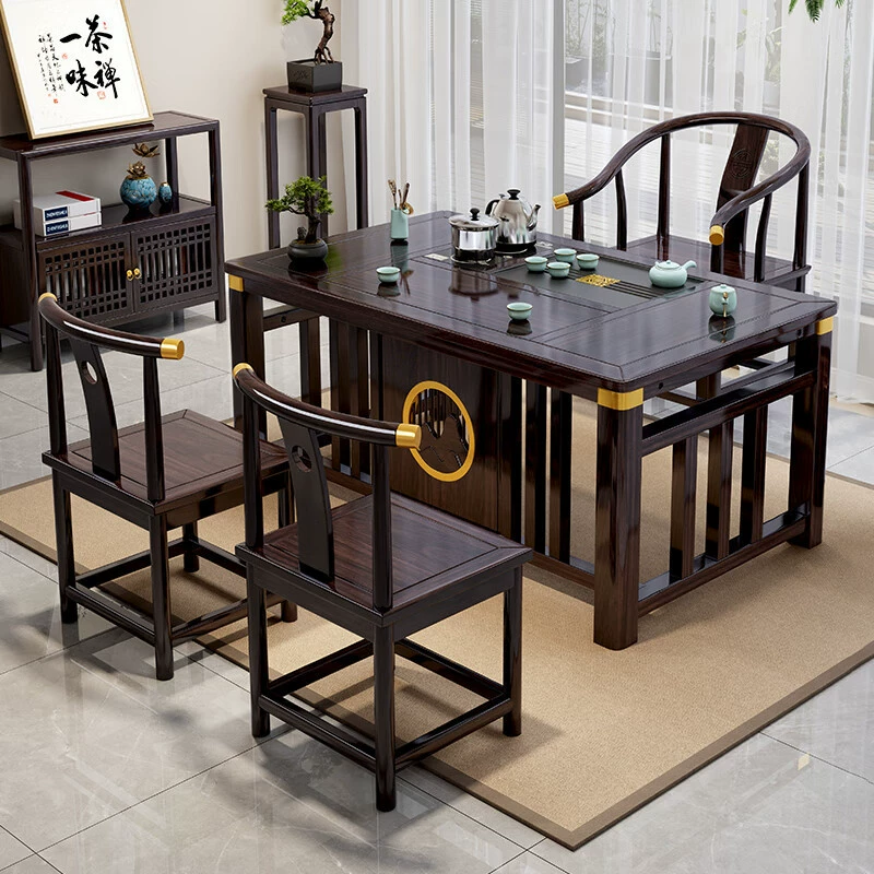 Новый китайский старинный балкон чайный столик из цельного дерева чайный стол и стулья объединенные домашние чайные столы