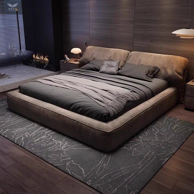 Nórdico estilo ins cama de tela de orejas de elefante de lujo ligero estilo crema dormitorio principal simple y moderno cama doble roja suave