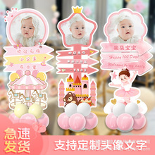 宝宝周岁百日宴迎宾牌kt板酒店哪吒背景布置宝宝满月百天生日装饰