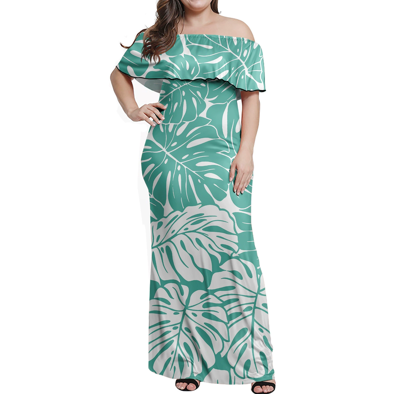 Дропшиппинг платье Polynesian размера 7XL с пальмами, Polyester, повседневное женское платье