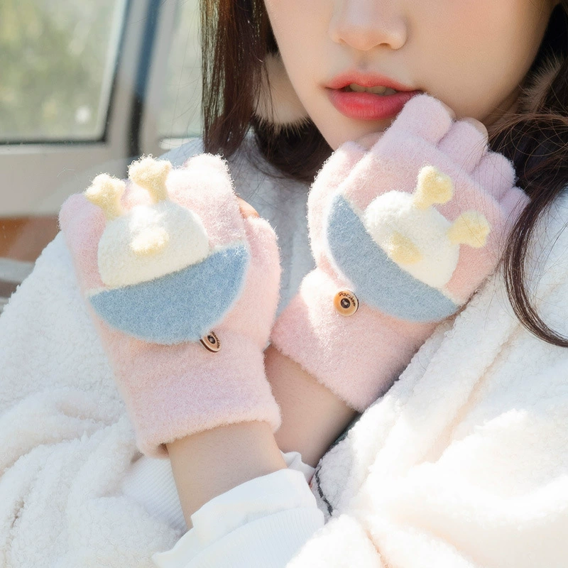 Travel knitted keep warm cartoon gloves for traveling