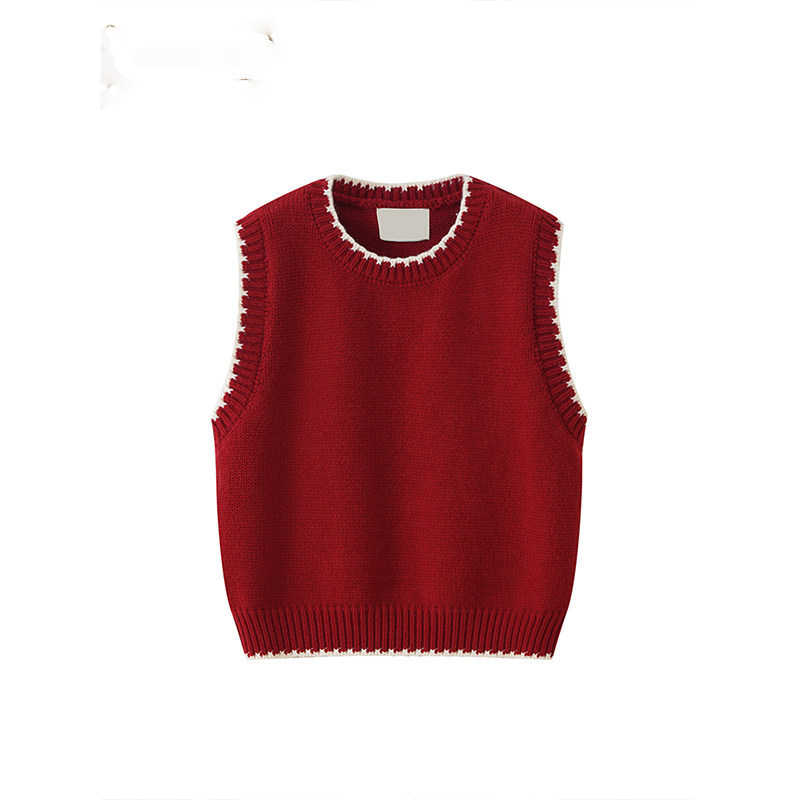 Two-tone knitted vest for women, autumn and winter 2026 new Korean Dongdaemun style layered top Two-tone knitted vest for women, autumn and winter 2026 new Korean Dongdaemun style layered top