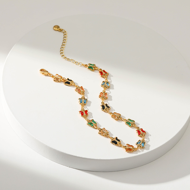 Fashion Butterfly Copper Gold Plated Inlay Zircon Womenu0027S Anklet 1 Piece