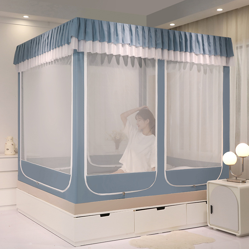 2025年新型六開き遮光カーテン、落下防止ベッドカーテン、蚊帳、三開き厚手起毛ベッドカーテン、落下防止、蚊よけ|undefined