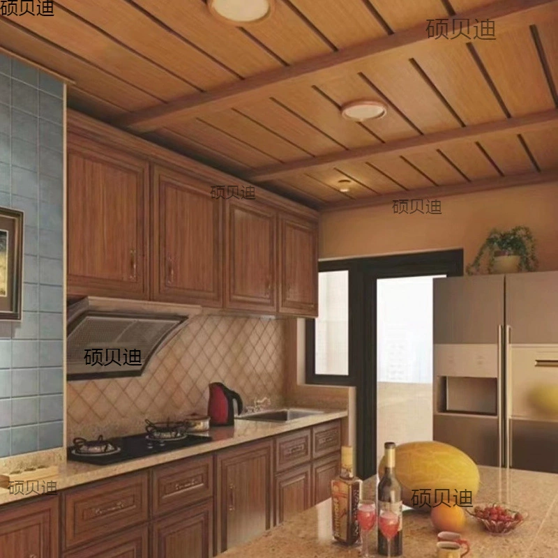 Интегрированный потолочный деревянный узор длинная алюминиевая застежка пластина для американской кухни балкон ванная комната ресторан алюминиевый потолок