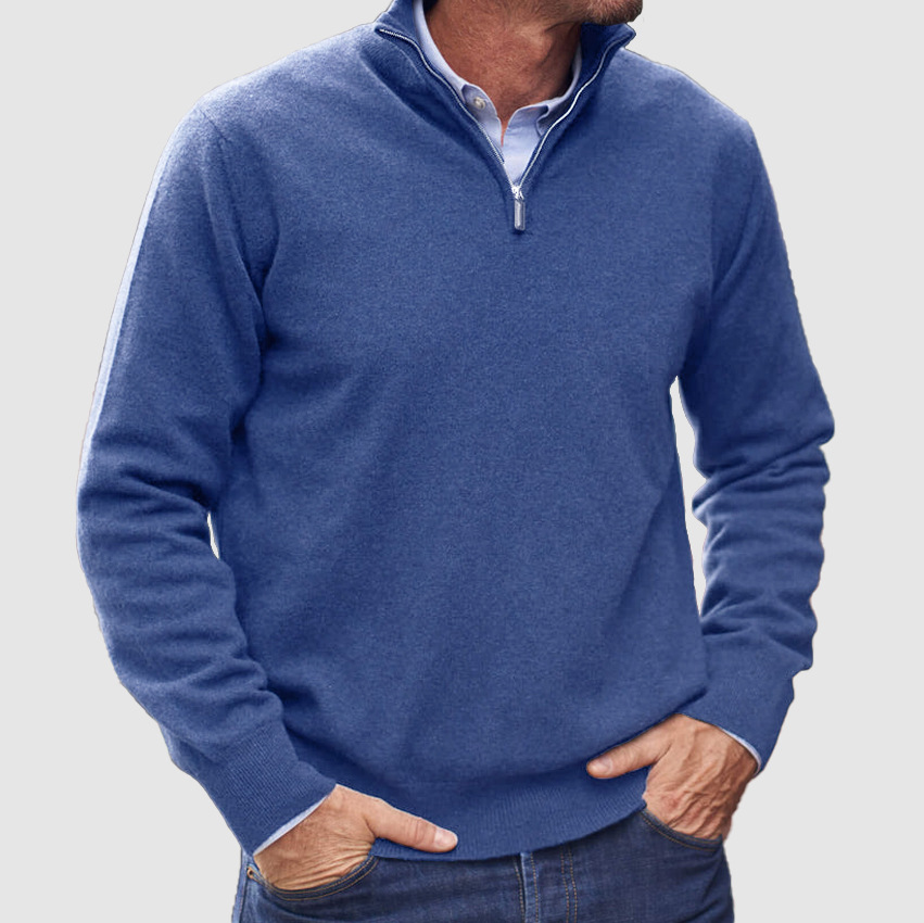 Herrenbekleidung: Thermo-Langarmpullover mit V-Ausschnitt und Reißverschluss für Herren – leicht, atmungsaktiv und stylisch für den Winter (mehrere Farben und Größen)_voghion.com