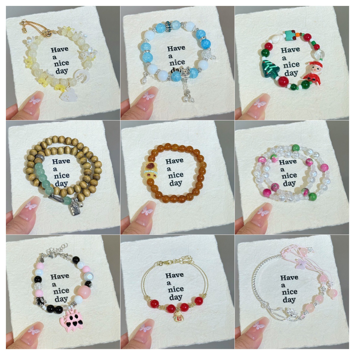 秋冬新款蓝色系串珠手链清新小众设计精致个性仙女风百搭配饰首饰