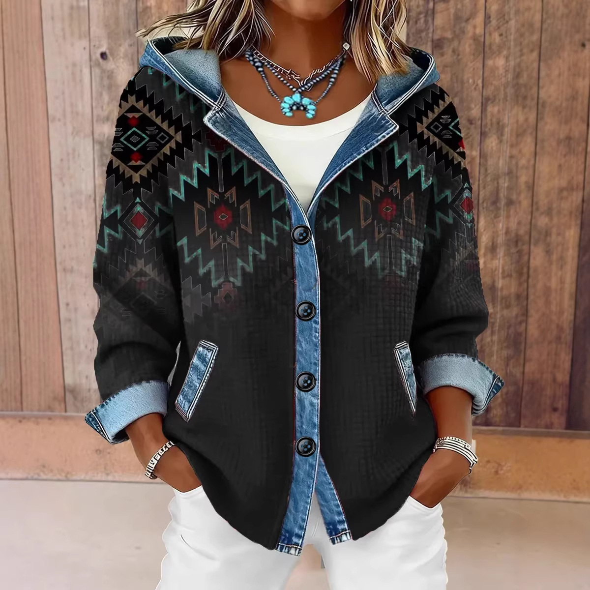 European and American Amazon Independent Station Women's Shirts and Hoodies Autumn and Winter New Fashion Plaid Contrast Color Jackets for Women