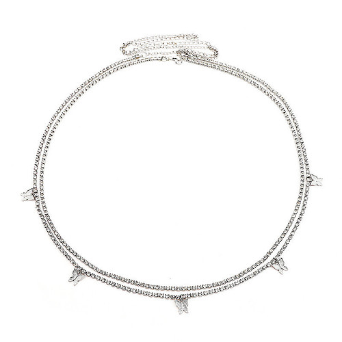 European and American Fashion Style Water Diamond High-End Butterfly Women's Chain Simple Butterfly Navel Chain Bikini Waist Chain