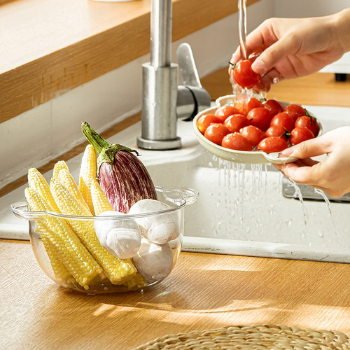 Nachuan light luxury covered drain basket kitchen household vegetable sink fruit and vegetable filter basket washing fruit PP storage box