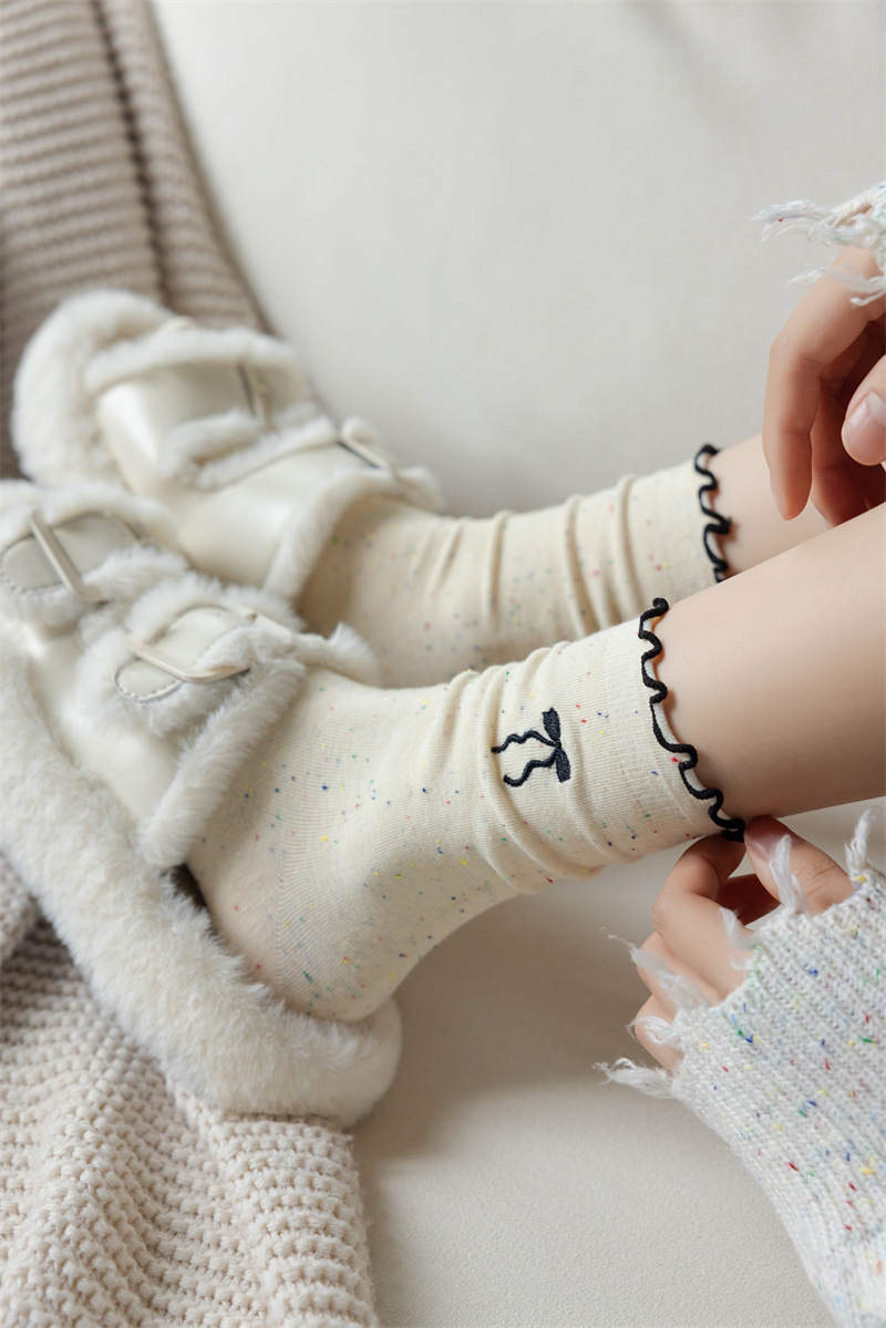50g Weight Socks Classification Socks Lingerie Type Cotton Fabric Type A Pair Quantity Holiday Occasion Bow Knot Pattern All Seasons Season Women's Gender Vacation, Simple Style Style Vacation Simple Style Women's Bow Knot Cotton Crew Socks A Pair 16