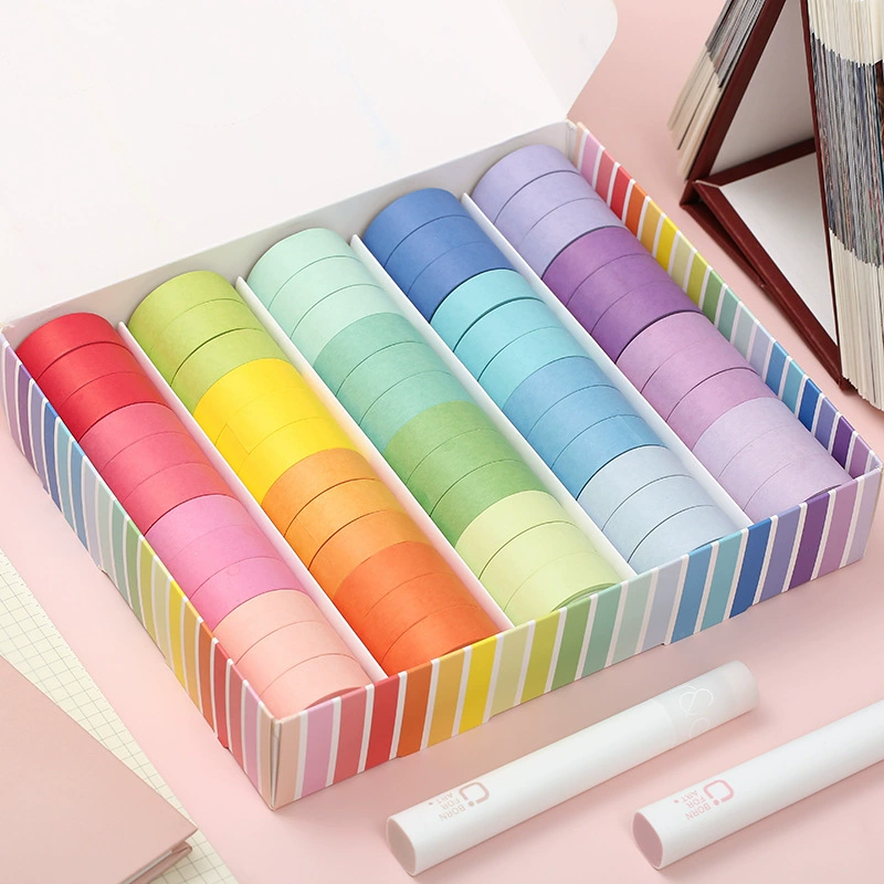 Набор клейкой бумаги washi tape, 20 цветов, рулоны по 5 м, декоративные наклейки и акценты для ободков