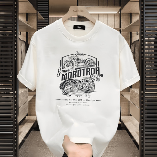 Men's Short Sleeve T-Shirt 2024 Summer New Arrival Men's Fashion Casual Korean Style Pure Cotton Crew Neck Printed Short Sleeve T-Shirt