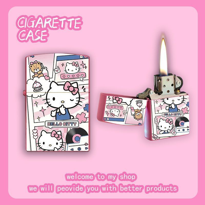 【多平台代发】新款可爱卡通hellokitty煤油打火机高颜值防风网红|undefined
