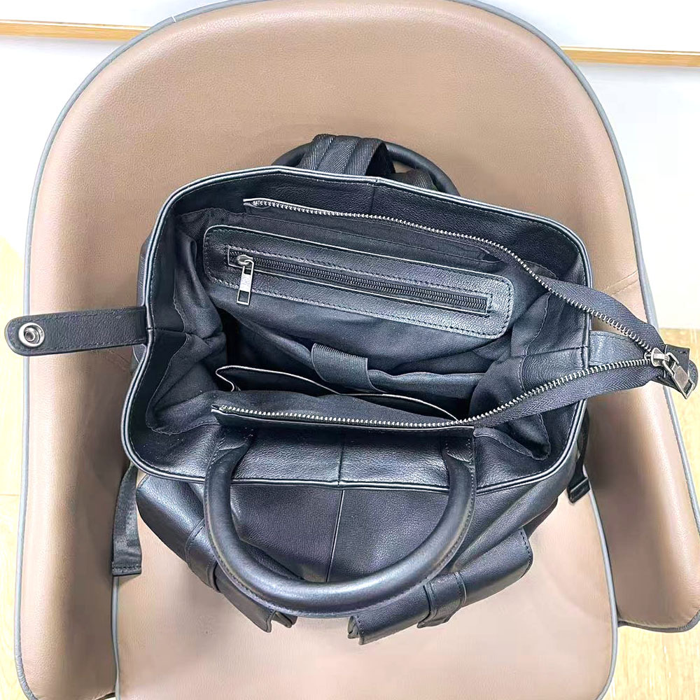 Large Backpack, Simple Casual Top Layer Cowhide Backpack, Business Travel Computer Backpack_voghion.com