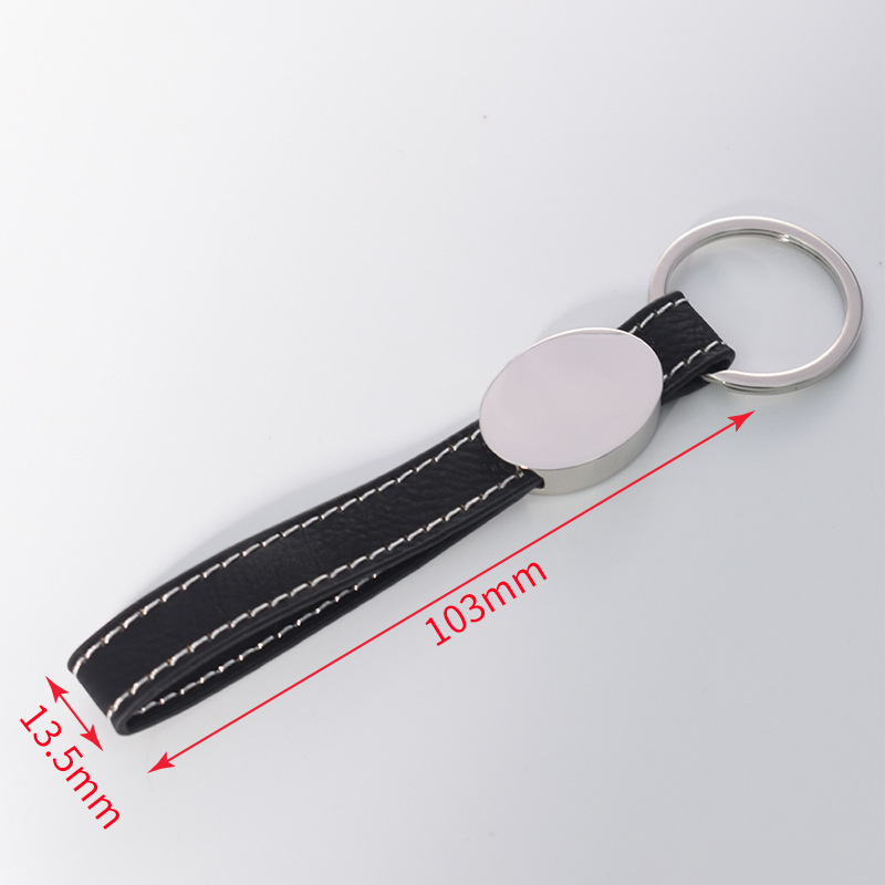 Transfronterizos en blanco spot embrión láser de cuero llavero de metal cuero colgante de automóvil personalizado regalos de negocios de alta calidad