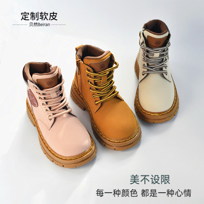 Martens, детские демисезонные короткие сапоги, нескользящие туфли подходит для мужчин и женщин на платформе, подходят для подростков