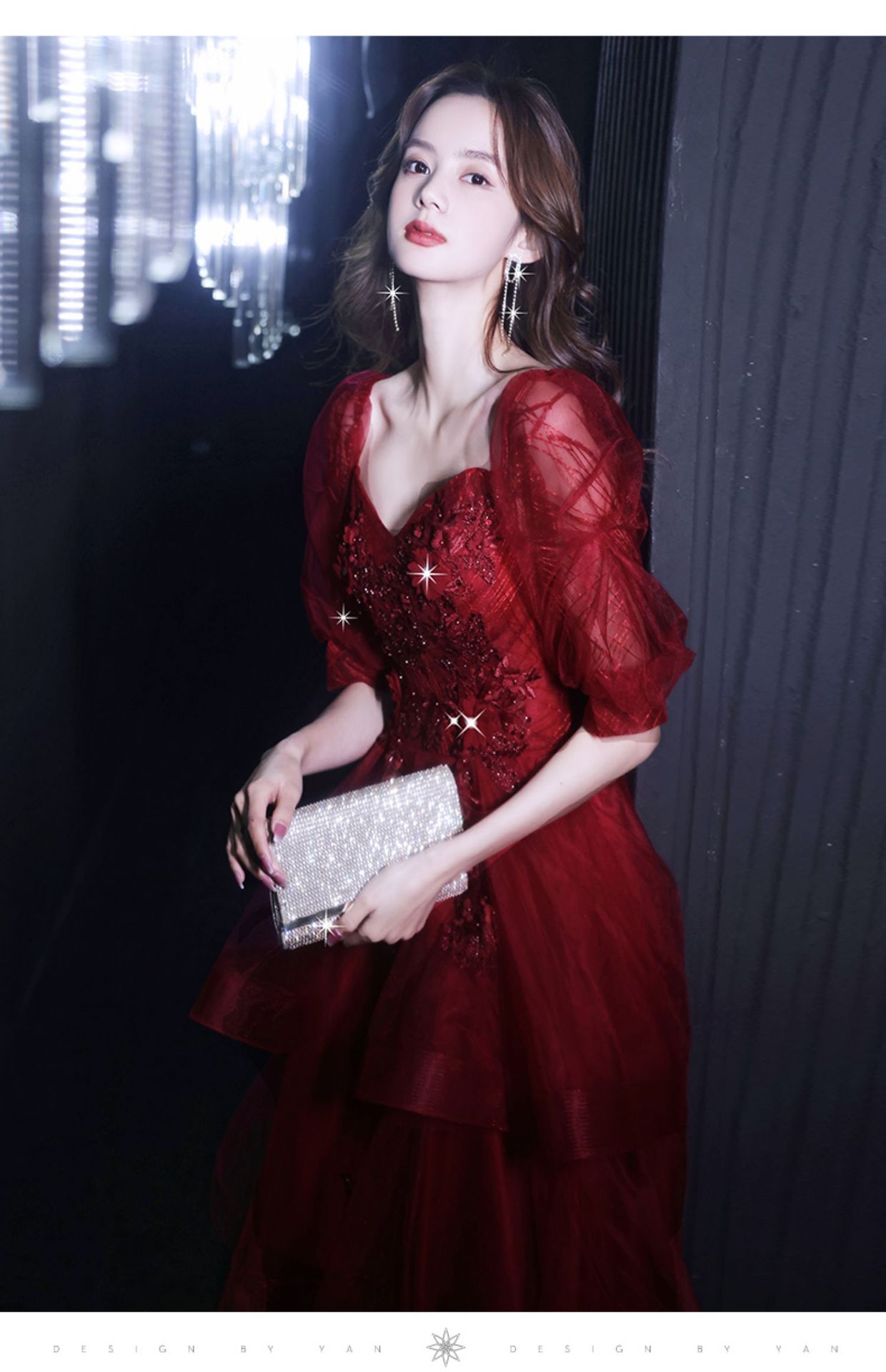 Elegant Red Wedding Engagement Gown Short Front Long Back Dress_voghion.com