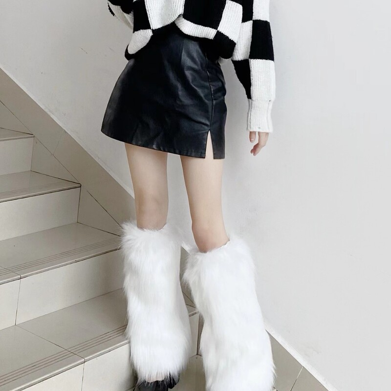 Furry Sock Covers for Women, Winter Plush Hot Girl Slouch Socks, Spring and Autumn White Calf Covers, Fluffy Leg Warmers, Fur Foot Covers Furry Sock Covers for Women, Winter Plush Hot Girl Slouch Socks, Spring and Autumn White Calf Covers, Fluffy Leg Warmers, Fur Foot Covers