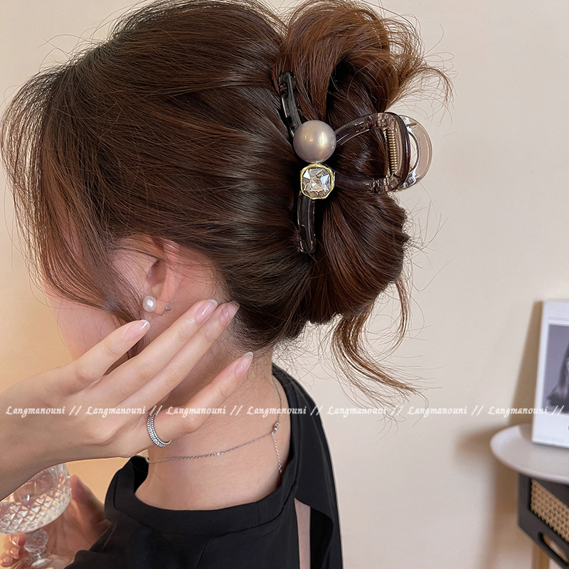 [04 프리미엄 그레이 펄] 미디엄 투명 하단 클립)