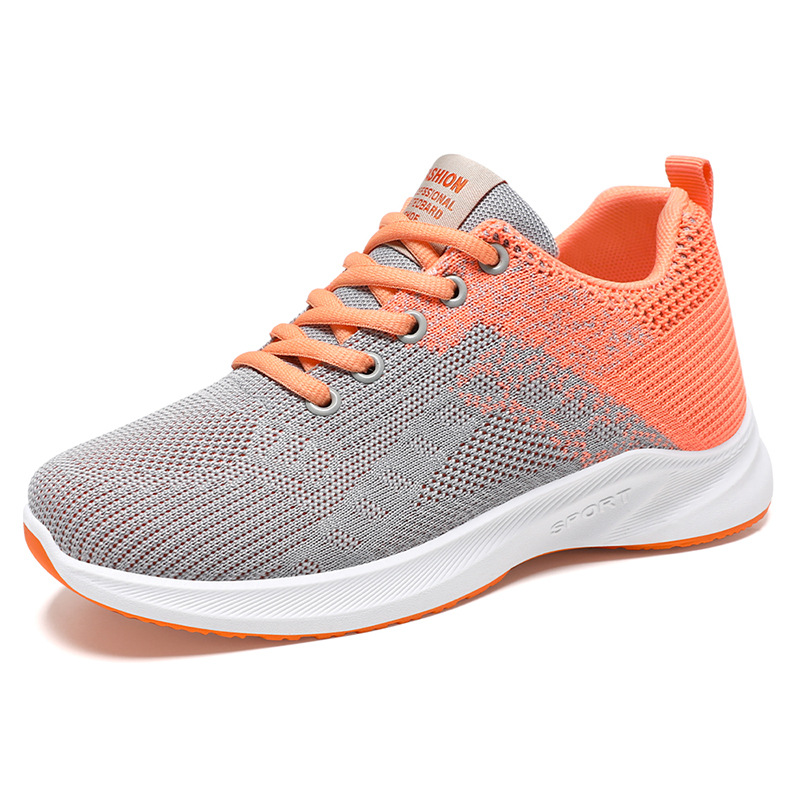 Zapatos casuales para mujer, nuevos zapatos deportivos casuales de primavera, zapatos deportivos transpirables de punto transpirables de fábrica transfronteriza, zapatos de moda para mujer