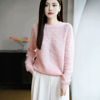 品牌2026秋季OL风气质套头款圆领常规毛衣女式针织衫厂家直销