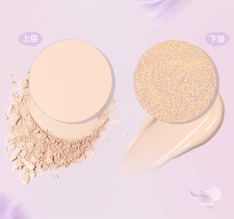 NOVO Double-layer cushion Powder Compact, a two-in-one hydrating, moisturizing, oil-controlling, concealing, setting, water-resistant and non-smudging makeup product Specification drawing