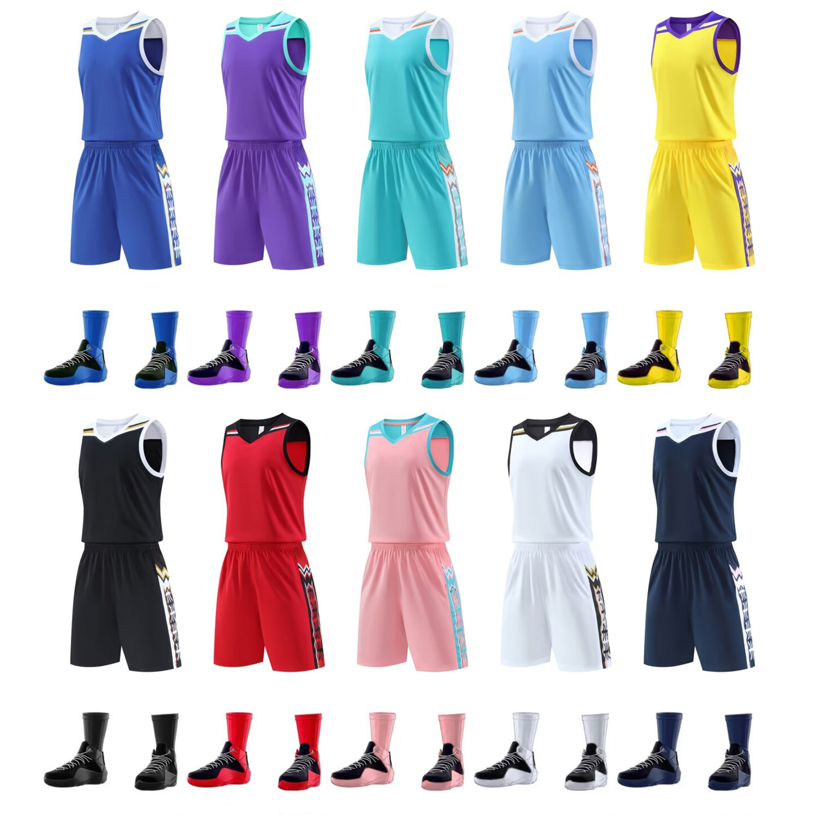 American New Basketball Suit suit Basketball Game Training Vest Sweat Absorbent Breathable Jersey Fixed Print Basketball Suit