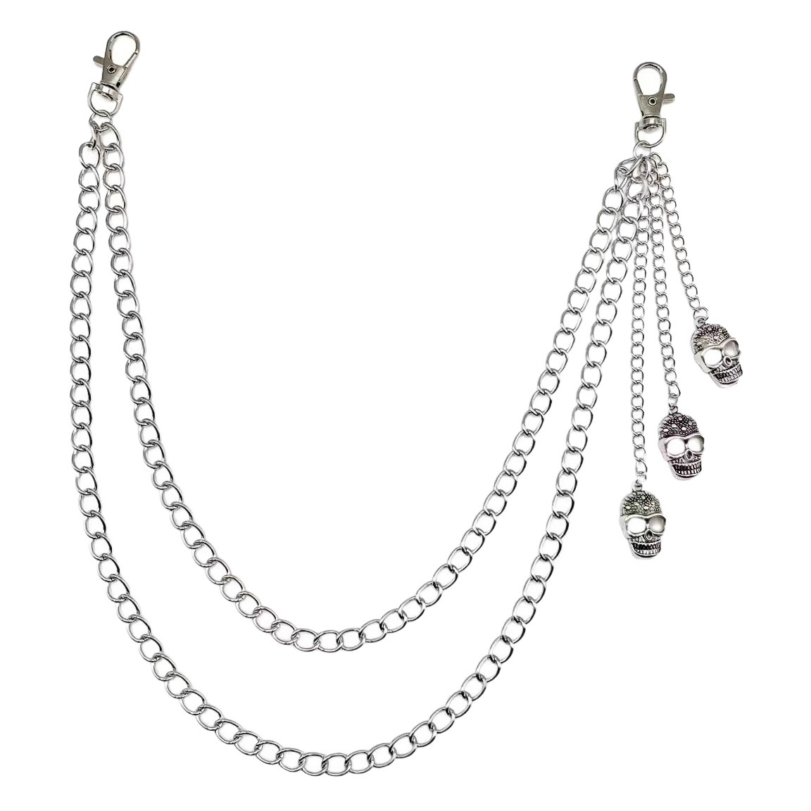 European and American Cross-Border Jewelry Halloween Skull Trouser Chain Ins Style Fashion Jewelry Metal Chain Double Layer Wholesale