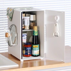 キッチン多機能収納ラックカウンタートップナローエッジ調味料瓶パン金属防塵収納ボックス大容量整理ラック