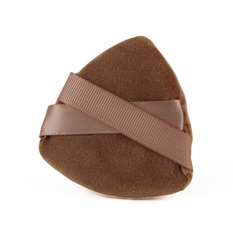 Triangular Powder Puff Sponge, Ribbon Grip, Soft Velvet, Multi-Color (2–Box/OPP Options)