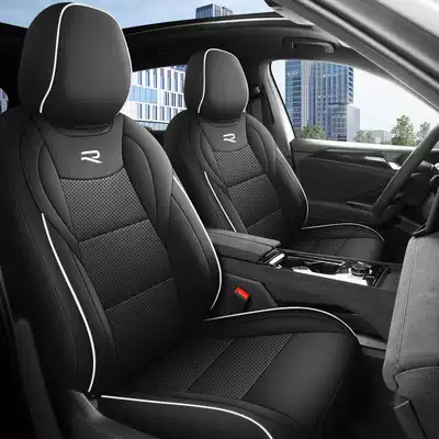 2026 Volkswagen Sagitar L seat covers, full-coverage, all-season seat covers, interior accessories, Sagitar L leather car seat cushions (Modelə uyğun (Original) oturacaq örtükləri) - black-with-white-lines-standard-edition-note-the-model-year-front-row-fully-covered-rear-row-partially-covered
