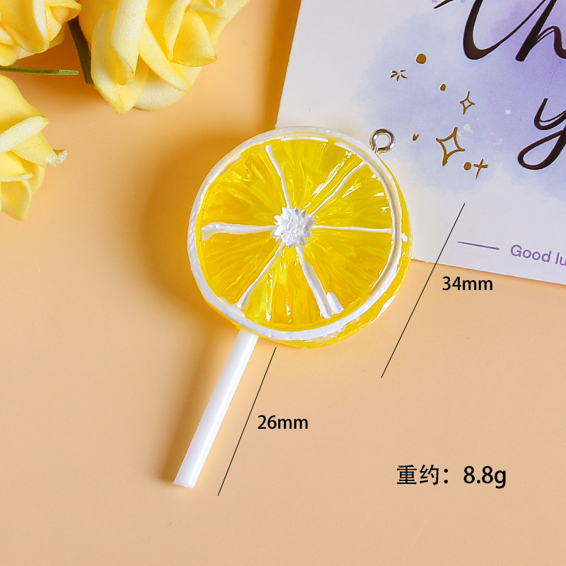 노란색 레몬 롤리팝 (손톱 포함)