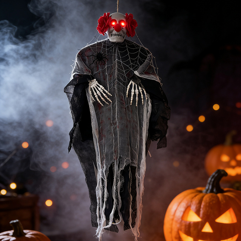 Nuevo Halloween brillante flor roja clown colgar fantasmas accesorios de terror al aire libre colgar decoraciones de la habitación embrujada