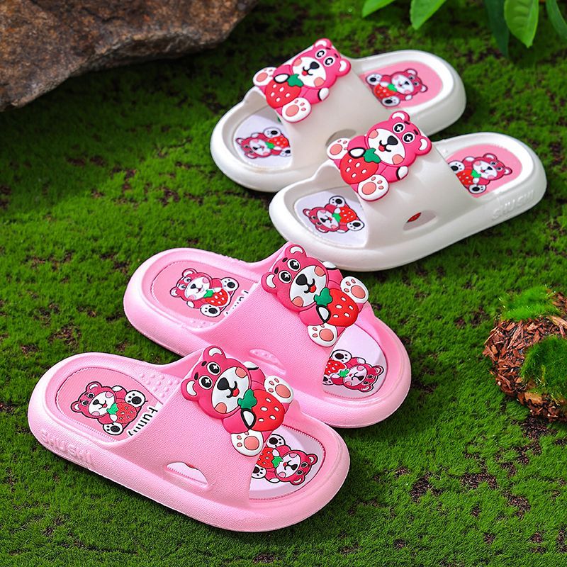 Strawberry Bear Children Slippers Girls Home Non-Slip Bath Soft Girls Boys Cute Baby Summer