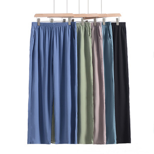 Men's Cotton Silk Pajama Pants Loose Casual Pants plus size Pants Straight Leg Pants Sports Pants Casual Home Pants Summer Wear