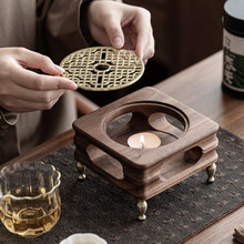 胡桃实木温茶炉花茶壶蜡烛加热烤茶炉家用酒店保温煮茶器暖茶炉子