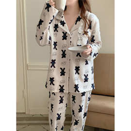2024 冬季新款睡衣女卡通韩版宽松长袖休闲家居服套装